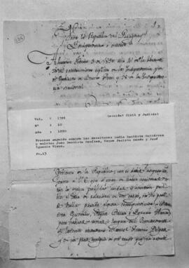 Proceso seguido contra los desertores: indio Juan Bautista Gutiérrez, y mulatos Juan Bautista Benítez, Roque Jacinto Bazán y José Ignacio Viana.