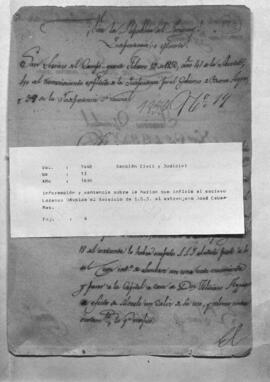 Información y sentencia sobre la herida que infirió el esclavo Lorenzo Dávalos al servicio de S. S. J. AL extranjero José Cabañas.