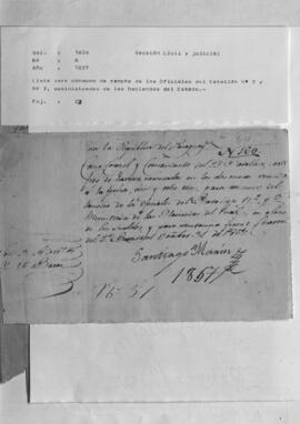 Lista para consumo de rancho de los Oficiales del Batallón N° 2 y N° 3, suministrados de la Hacienda del Estado.