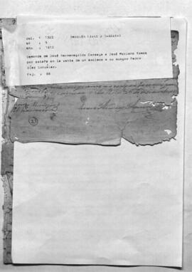 Demanda de José Hermenegildo Careaga a José Mariano Careaga a José Mariano Ramos por estafa en la venta de unos esclavos a su suegro Pedro Díaz González.