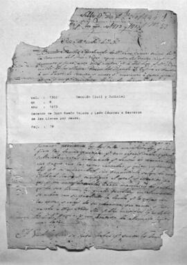 Demanda de Juan Ramón Toledo y León Cáceres a Bernardo de las Llanas por deuda.