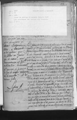 Orden de castigo al soldado Joaquín Miró por ausentarse del cuartel sin licencia.
