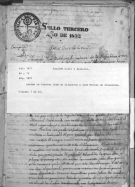 Cartas de Facundo José de Zalduondo a Juan Manuel Zalduondo.