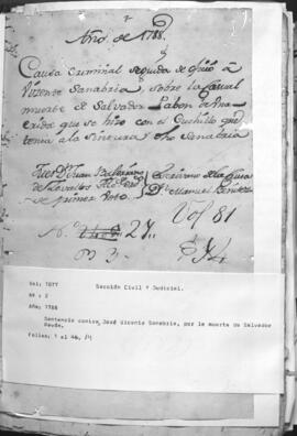 Sentencia entre José Vicente Sanabria por la muerte de salvador Pavón.