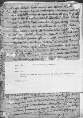 Demanda de José de Osorio contra el indio José Antonio por abigeo.