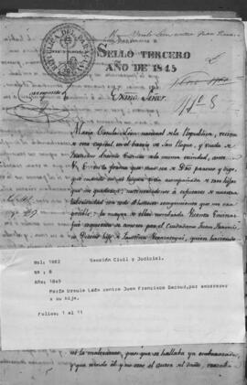 Maria Ursula León contra Juan Francisco Decoud por embarazar a su hija.