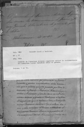 Demanda de Francisco Antonio Laguardia contra la testamentaria de Francisco Ferrer González sobre ganado.