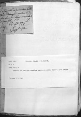 Demanda de Petrona Domegue contra Basilio Zarate por deuda.