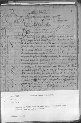 Demanda de María Juana de León contra su sobrino Juan Ignacio Jara de León por deuda.