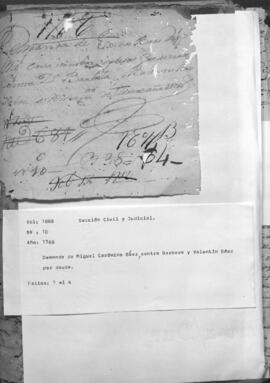 Demanda de Miguel Jerónimo Báez contra Bárbara y Valentín Báez por deuda.
