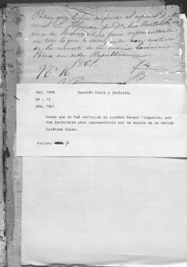 Poder que le fue concedido al español Manuel Filgueira por Ana Beloto para representarla por la muerte de su marido jerónimo Rizo.