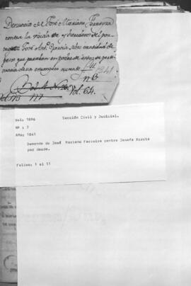 Demanda de José Mariano Ferreira contra Josefa Acosta por deuda.