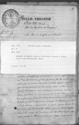 Demanda de Alfonso Soler, Sinforiano Alcorta y otros, contra Pío Pozzoli, por deuda.