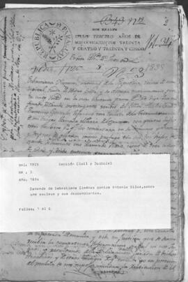 Demanda de Sebastián Jiménez contra Antonio Silva, sobre una esclava y sus descendientes.