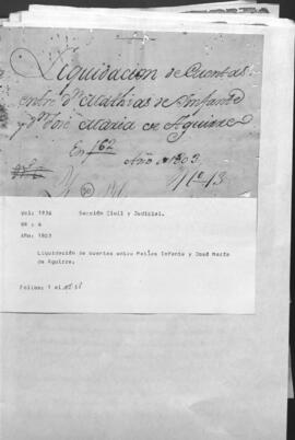 Liquidación de cuentas entre Matías Infante y José María de Aguirre.