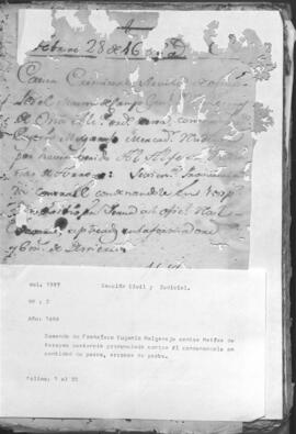 Demanda de Francisco Eugenio Melgarejo contra Matías de Arroyos, sentencia pronunciada contra él, condenándole en cantidad de pesos y arrobas de yerba.