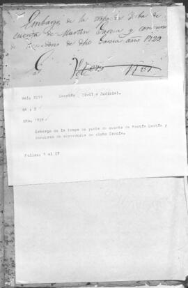 Embargo de la tropa de yerba de  cuenta de Martín García y concurso de acreedores de dicho García.