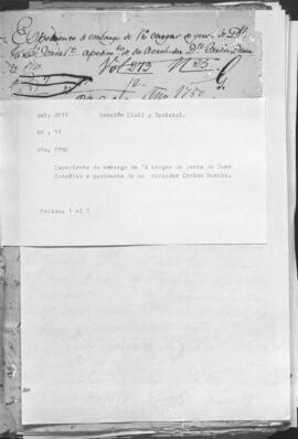 Expediente de embargo de 16 cargas de yerba de Juan González a pedimento de su acreedor Carlos Duarte.