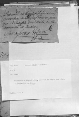 Pedimento de Miguel Gómez, para que se cumpla una Cédula de encomienda de indios.