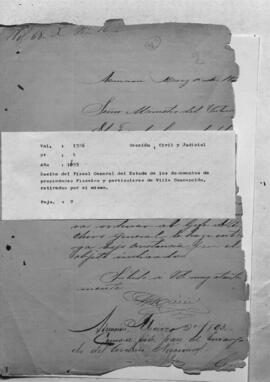 Recibo del Fiscal General del Estado de los documentos de propiedades fiscales y particulares de Villa Concepción, retirados por el mismo