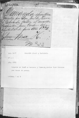Demanda de José de Herrera y Taboada contra Juan Cordero por deuda de pesos.