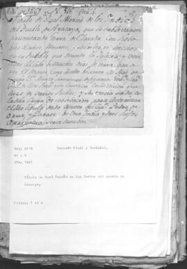 Titulo de Real Merced de indios del pueblo de Arecaja.