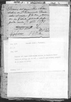 Recurso del negro José Andrés esclavo de Bernardo Haedo sobre el castigo que le dio y desnudes que estaba pidiendo su papel de renta.