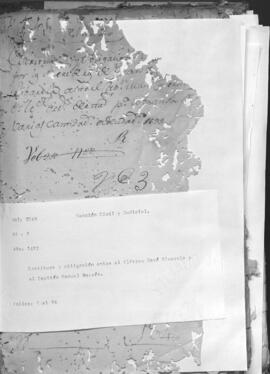 Escritura y obligación entre el Alferez José Rivarola y el Capitán Manuel Servín. Mal estado.