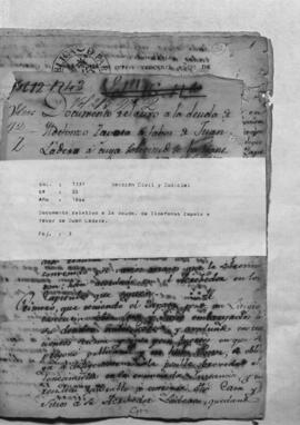 Documento relativo a la deuda de Ildefonso Zapata a favor de Juan Ladera