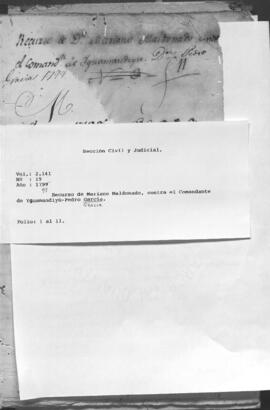 Recurso de Mariano Maldonado contra el Comandante Ycuamandiyú. Pedro Gracia.