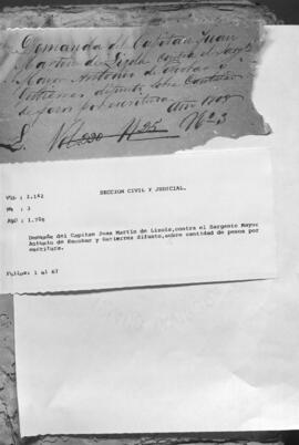 Demanda del Capitán Juan Martín de Lizola, contra el Sargento Mayor Antonio de Escobar y Gutiérrez difunto, sobre cantidad de pesos por escritura.