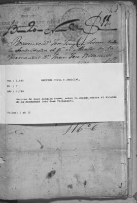 Recurso de José Joaquín Lesme sobre lo obrado, contra el alcalde de la Hermandad Juan José Villasanti.