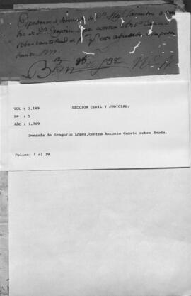 Demanda de Gregorio López contra Antonio Cañete sobre deuda.