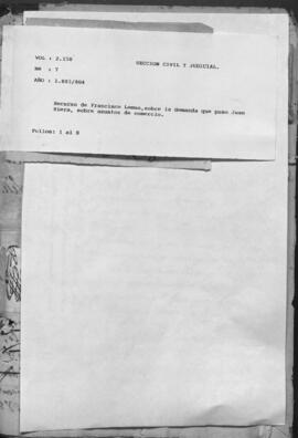 Recurso de Francisco Lemus, sobre la demanda que puso Juan Riera, sobre asuntos de comercio.