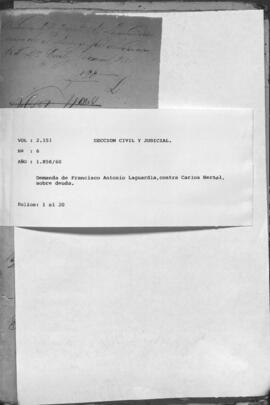 Demanda de Francisco Antonio Laguardia contra Carlos Bernal, sobre deuda.