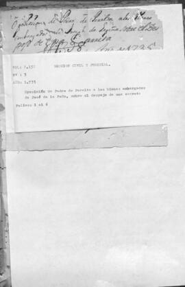 Oposición de Pedro de Peralta a los bienes embargados de José de la Peña, sobre el despojo de una carreta.