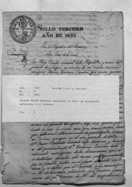 Cardozo María Ventura, solicitud de copia de documentos referente a un terreno.